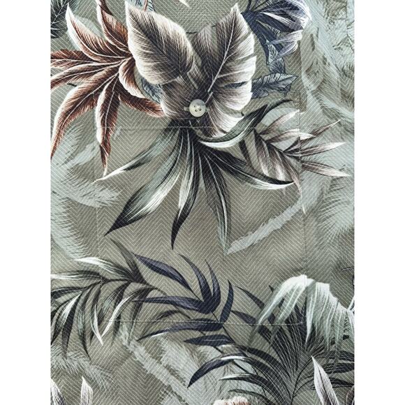 Pierre Cardin Shirt Men Large Green Hawaiian Floral Button Up Short Sleeve Rayon - Picture 5 of 6